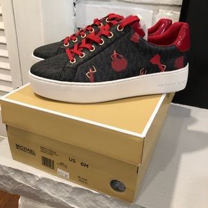 NWT Michael Kors Monogram Red Poppy Sneakers